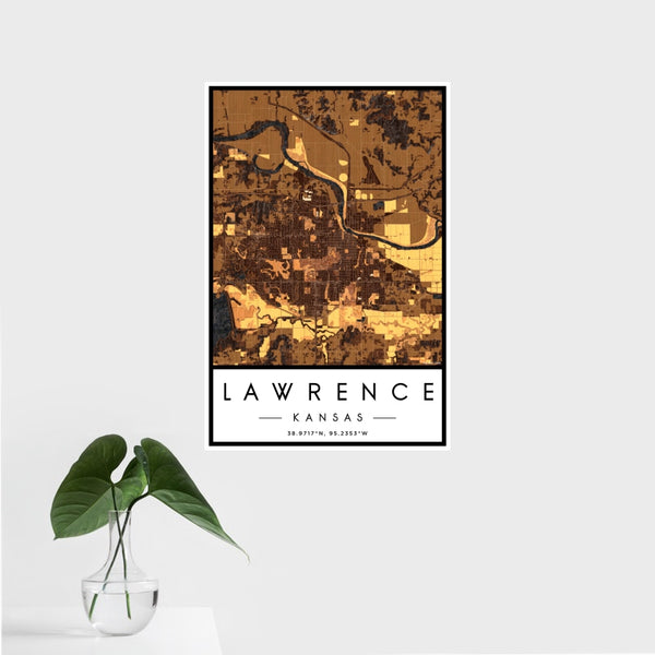 Lawrence - Kansas Map Print in Ember