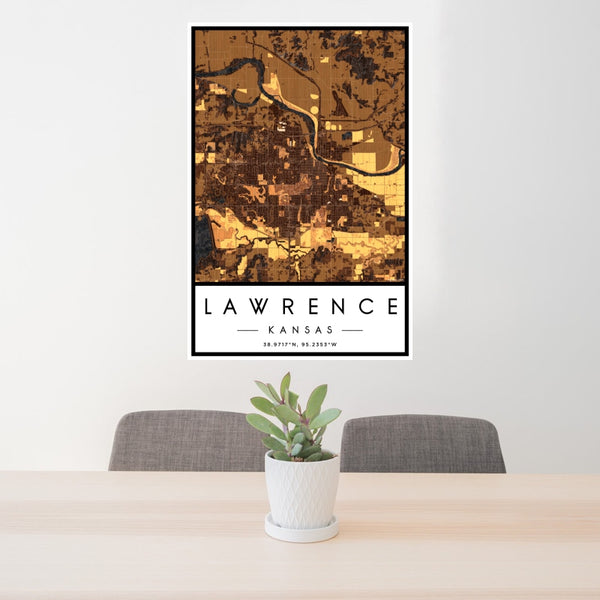 Lawrence - Kansas Map Print in Ember