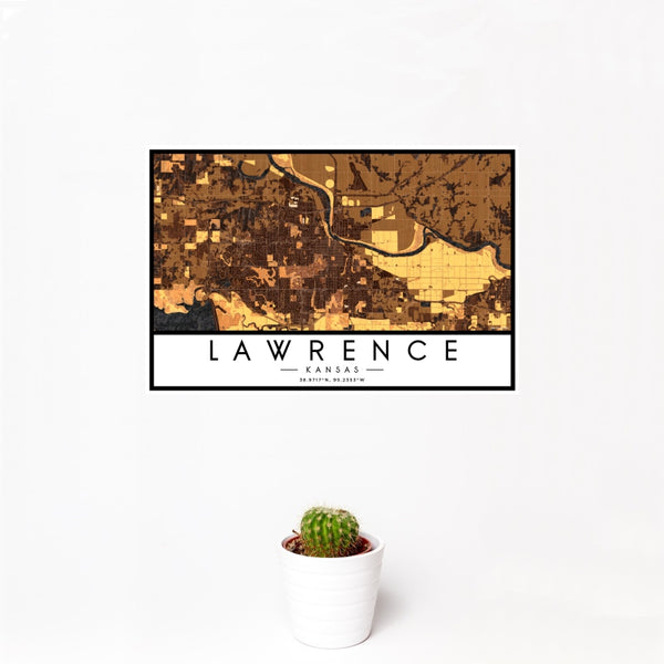 Lawrence - Kansas Map Print in Ember