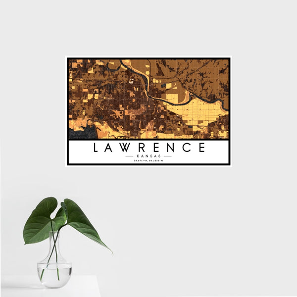 Lawrence - Kansas Map Print in Ember