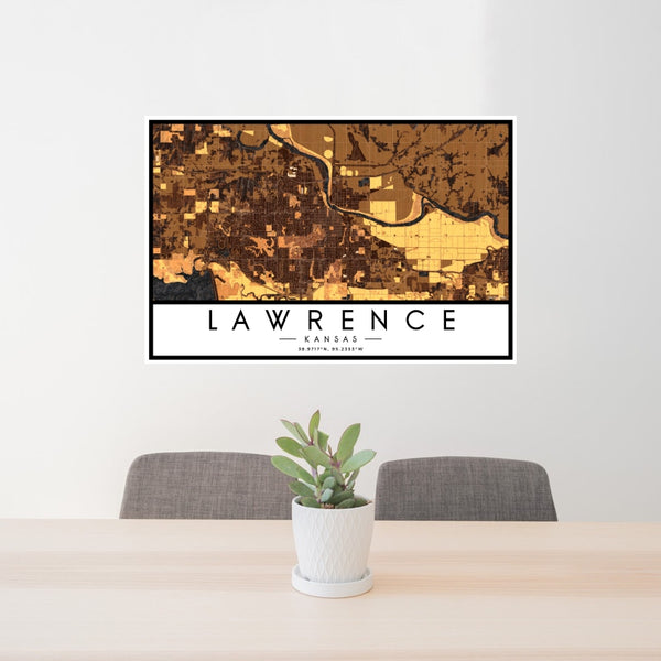 Lawrence - Kansas Map Print in Ember