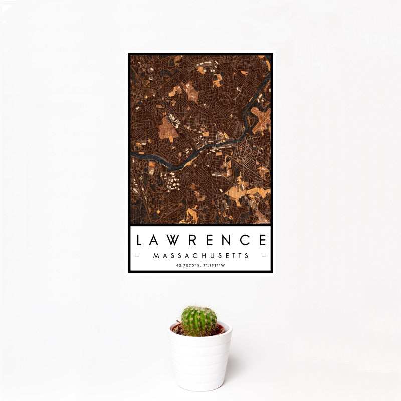 Lawrence - Massachusetts Map Print in Ember