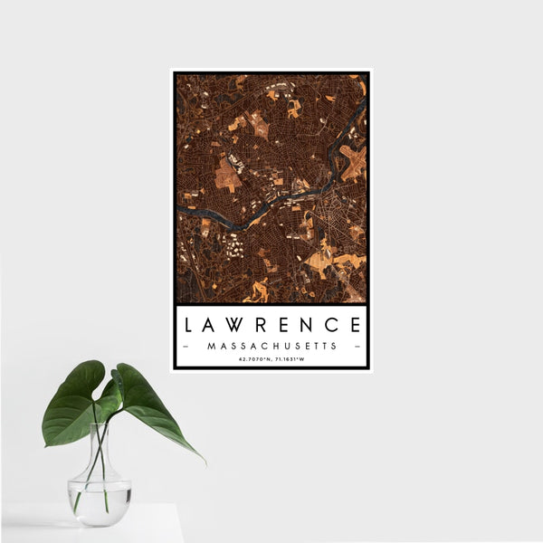 Lawrence - Massachusetts Map Print in Ember