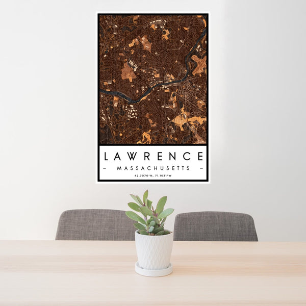 Lawrence - Massachusetts Map Print in Ember