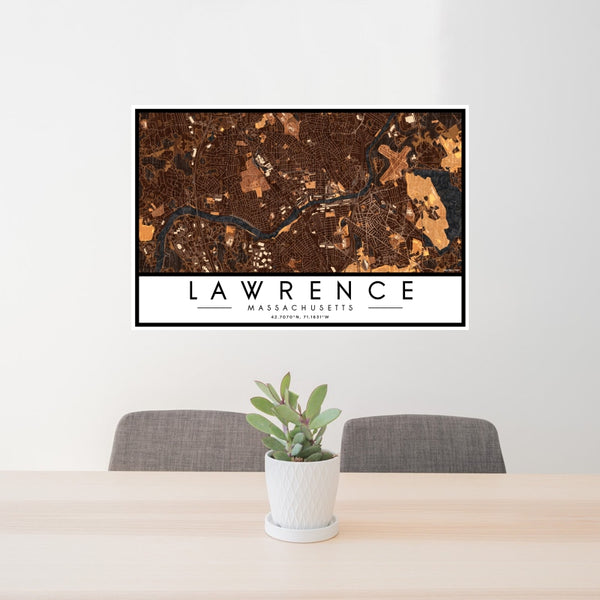Lawrence - Massachusetts Map Print in Ember
