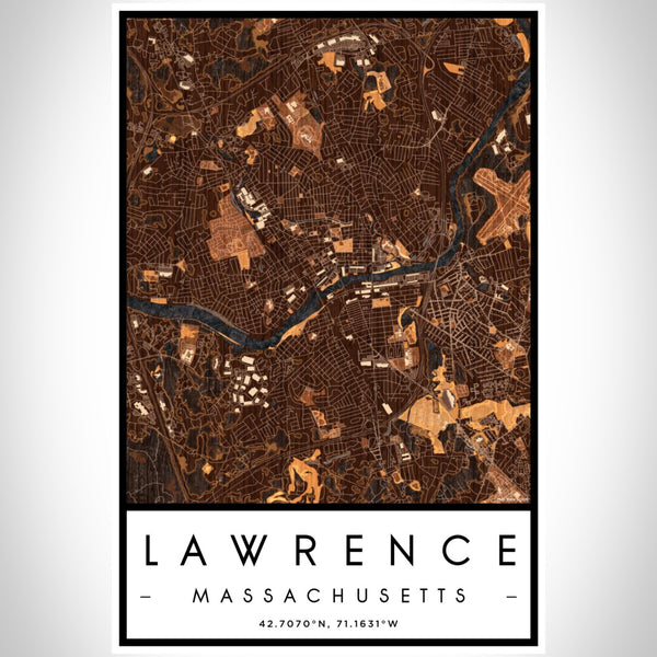 Lawrence - Massachusetts Map Print in Ember