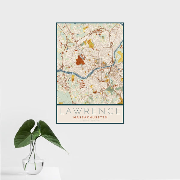 Lawrence - Massachusetts Map Print in Woodblock