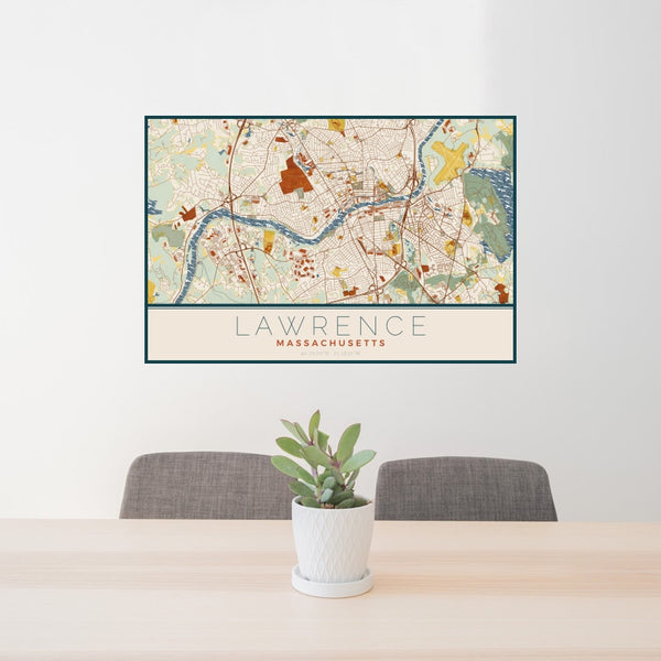 Lawrence - Massachusetts Map Print in Woodblock