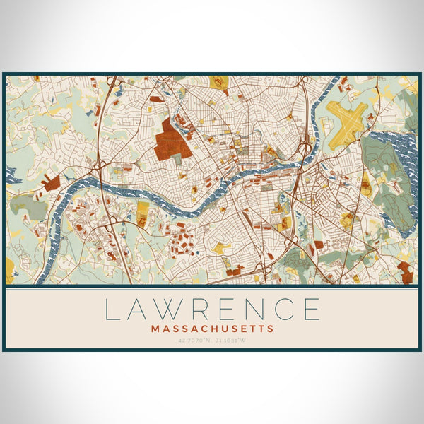Lawrence - Massachusetts Map Print in Woodblock