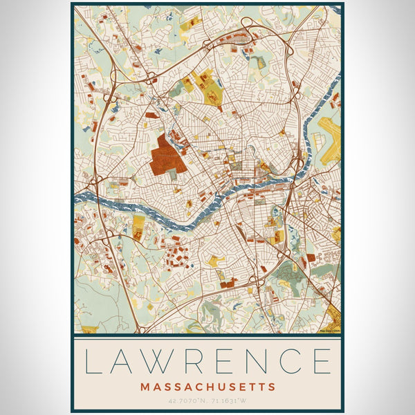 Lawrence - Massachusetts Map Print in Woodblock