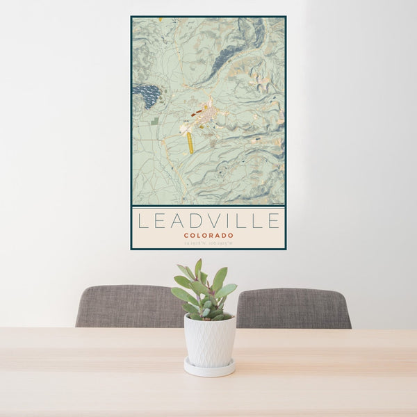Leadville - Colorado Map Print in Woodblock
