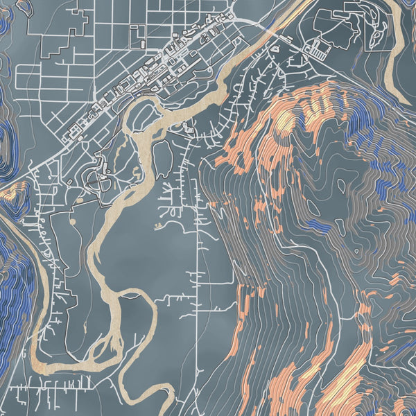 Leavenworth Washington Map Print in Afternoon Style Zoomed In Close Up Showing Details