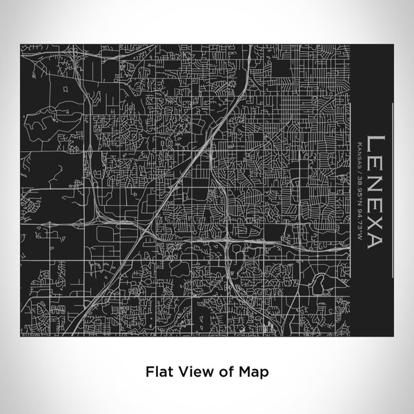 Rendered View of Lenexa Kansas Map Engraving on 20oz Stainless Steel Insulated Bottle with Bamboo Top in Black