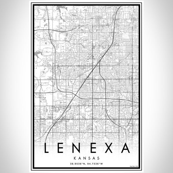 Lenexa Kansas Map Print Portrait Orientation in Classic Style With Shaded Background