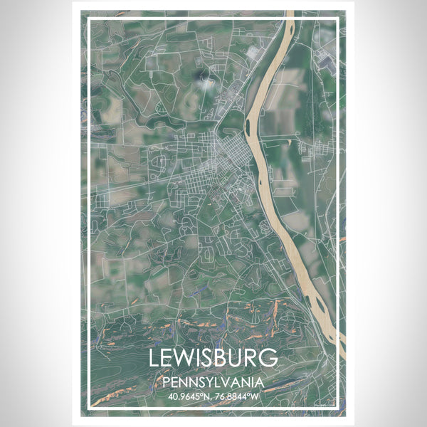 Lewisburg Pennsylvania Map Print Portrait Orientation in Afternoon Style With Shaded Background
