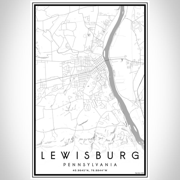Lewisburg Pennsylvania Map Print Portrait Orientation in Classic Style With Shaded Background