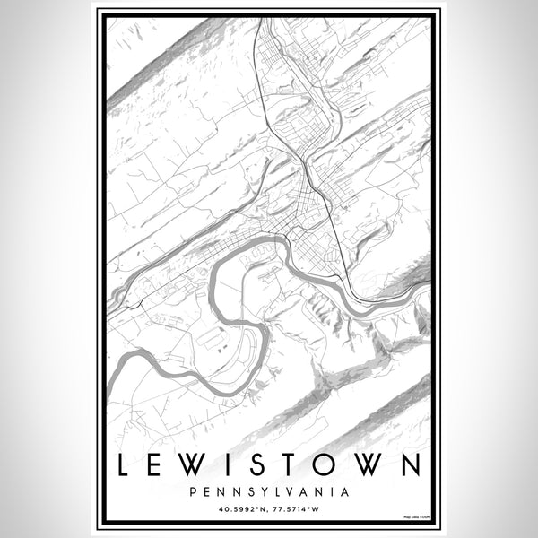 Lewistown Pennsylvania Map Print Portrait Orientation in Classic Style With Shaded Background