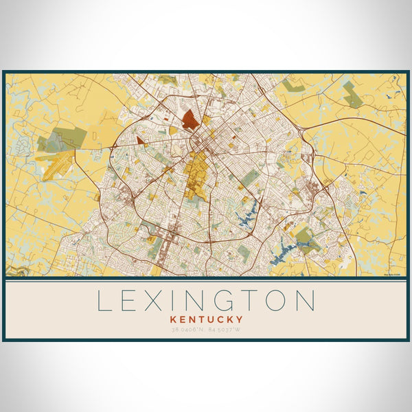 Lexington - Kentucky Map Print in Woodblock