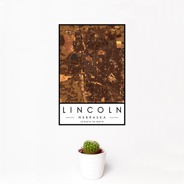 Lincoln - Nebraska Map Print in Ember