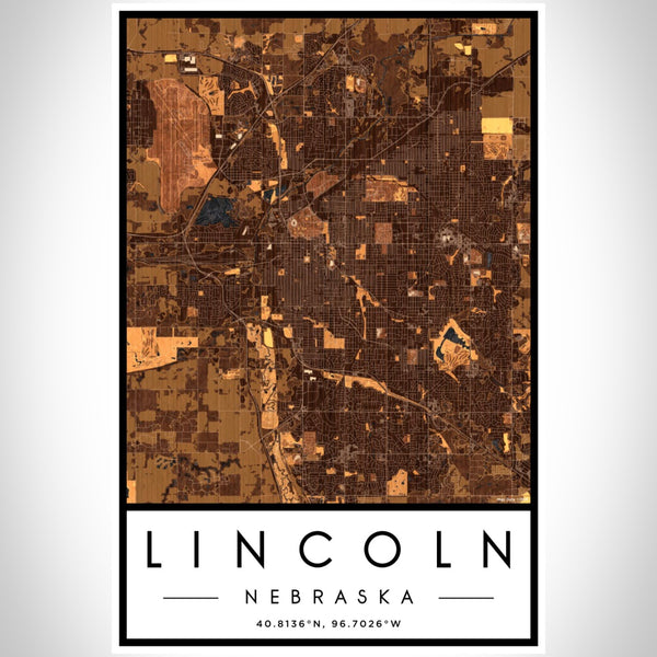 Lincoln - Nebraska Map Print in Ember