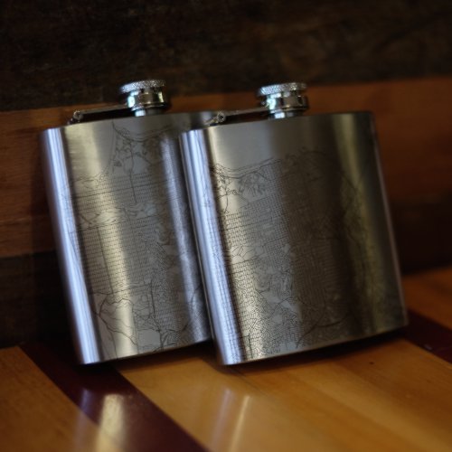 Lincoln - Nebraska Map Hip Flask