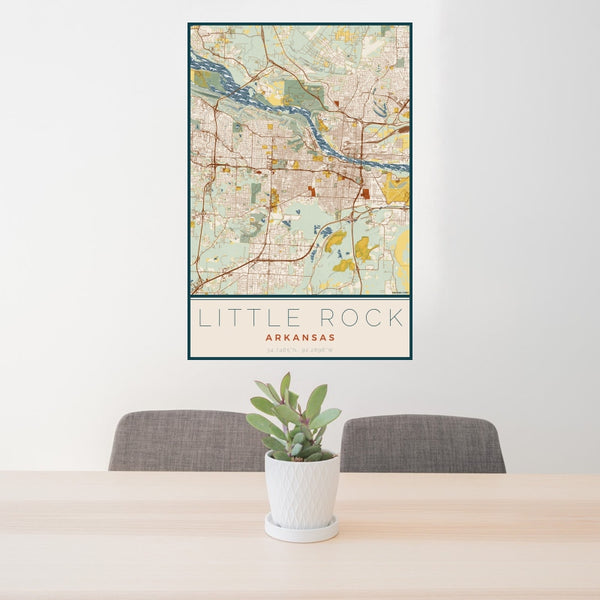 Little Rock - Arkansas Map Print in Woodblock