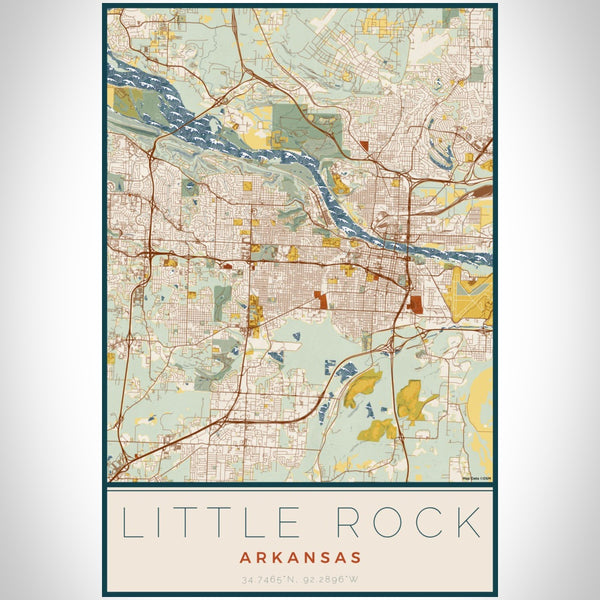Little Rock - Arkansas Map Print in Woodblock