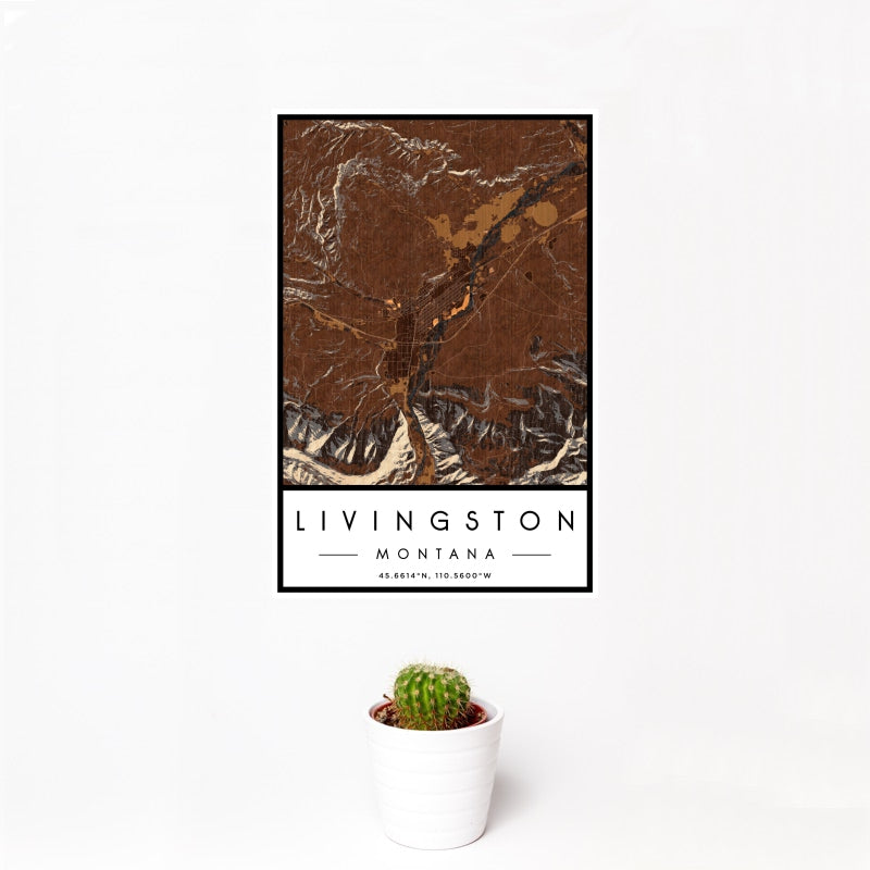 Livingston - Montana Map Print in Ember