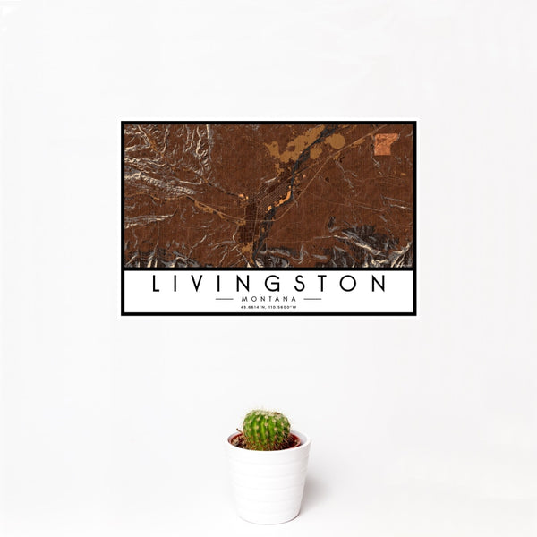 Livingston - Montana Map Print in Ember