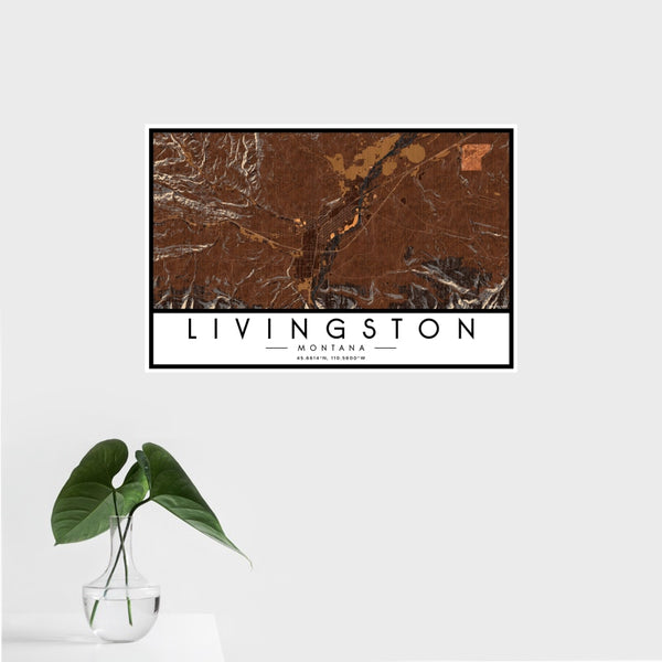 Livingston - Montana Map Print in Ember