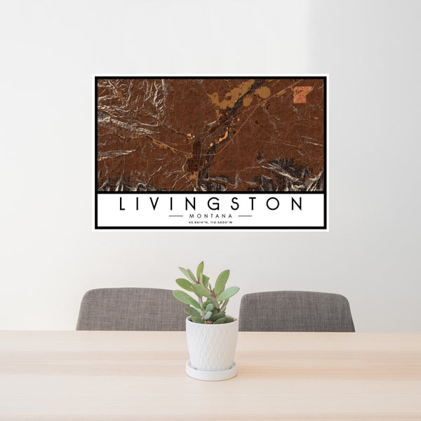 Livingston - Montana Map Print in Ember