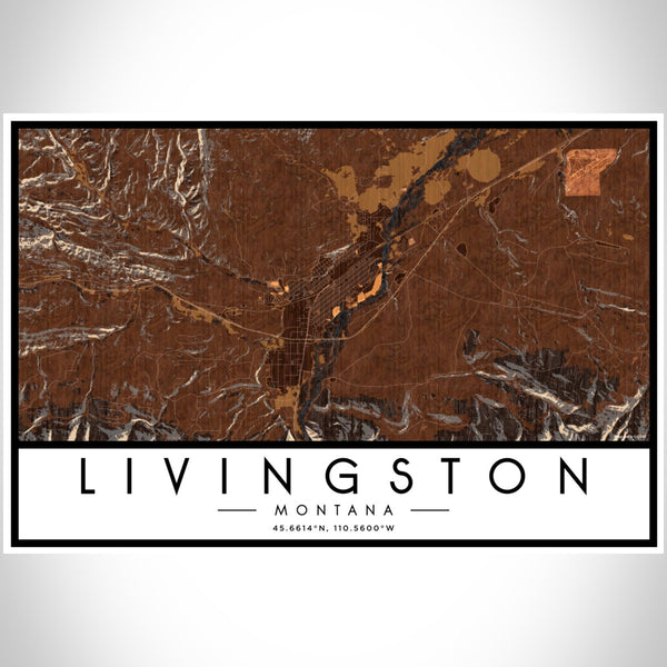Livingston - Montana Map Print in Ember