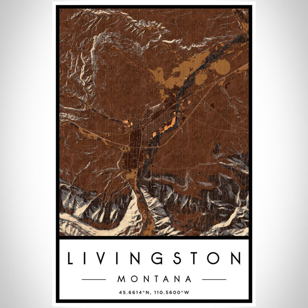 Livingston - Montana Map Print in Ember