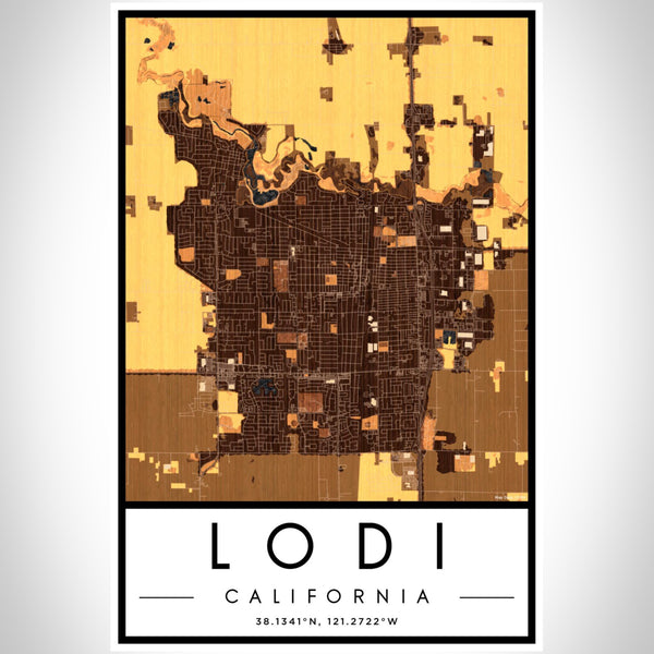 Lodi - California Map Print in Ember