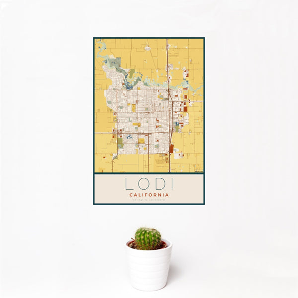 Lodi - California Map Print in Woodblock