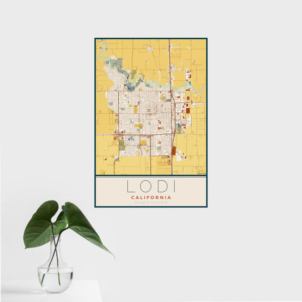 Lodi - California Map Print in Woodblock