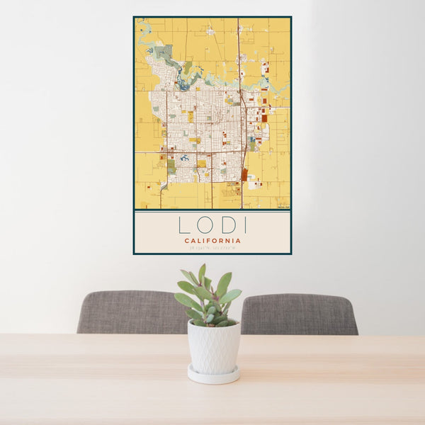 Lodi - California Map Print in Woodblock