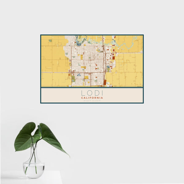 Lodi - California Map Print in Woodblock