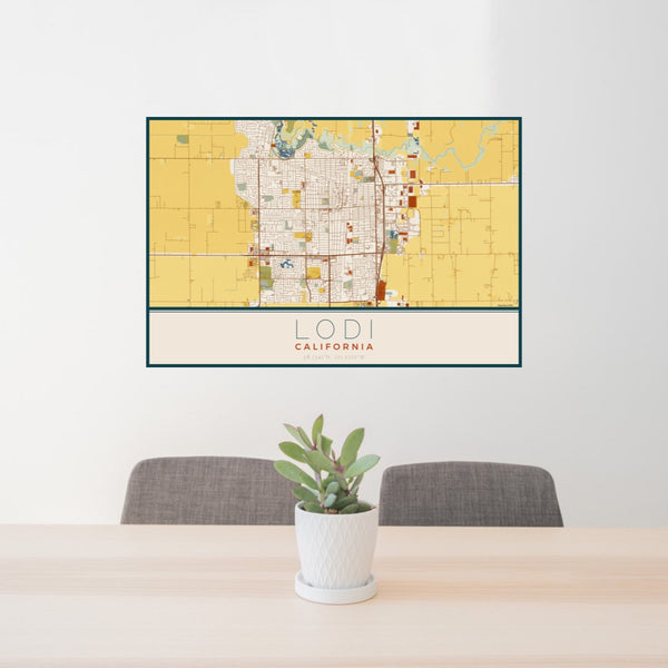 Lodi - California Map Print in Woodblock