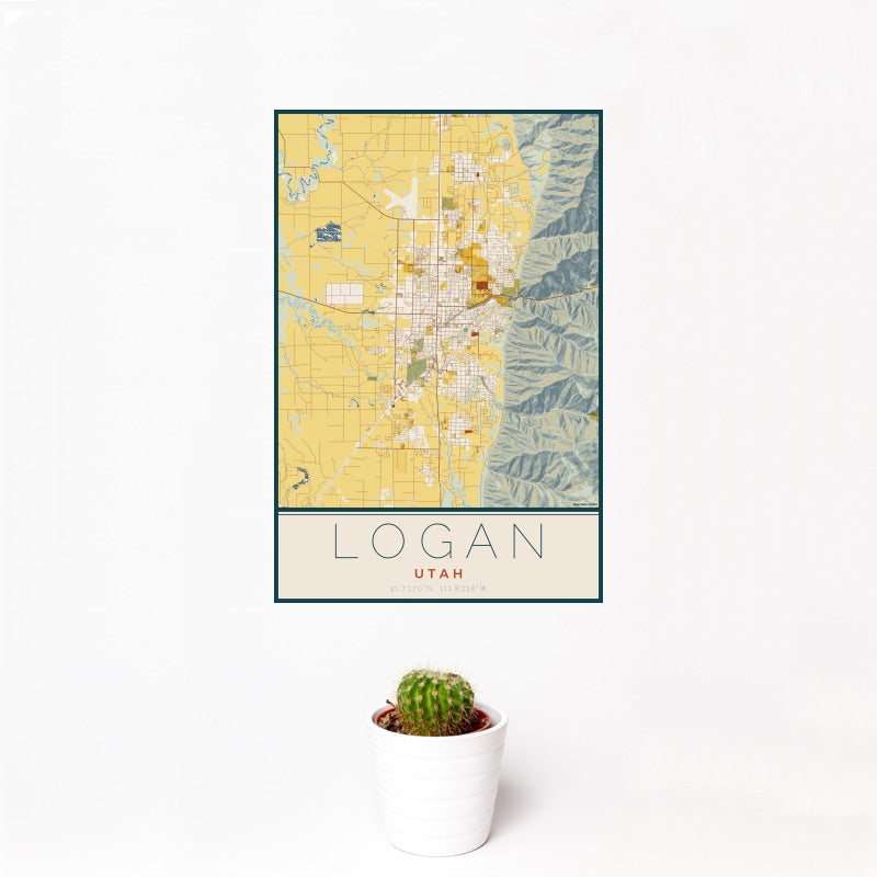 Logan - Utah Map Print in Woodblock