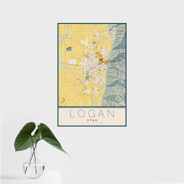 Logan - Utah Map Print in Woodblock