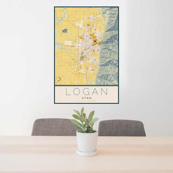 Logan - Utah Map Print in Woodblock