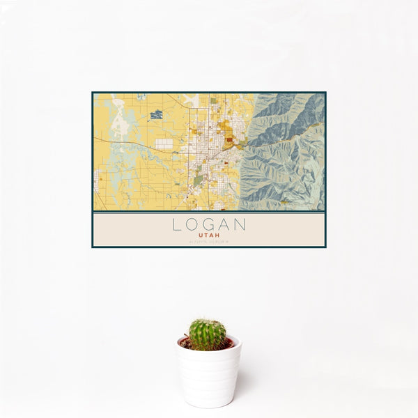 Logan - Utah Map Print in Woodblock