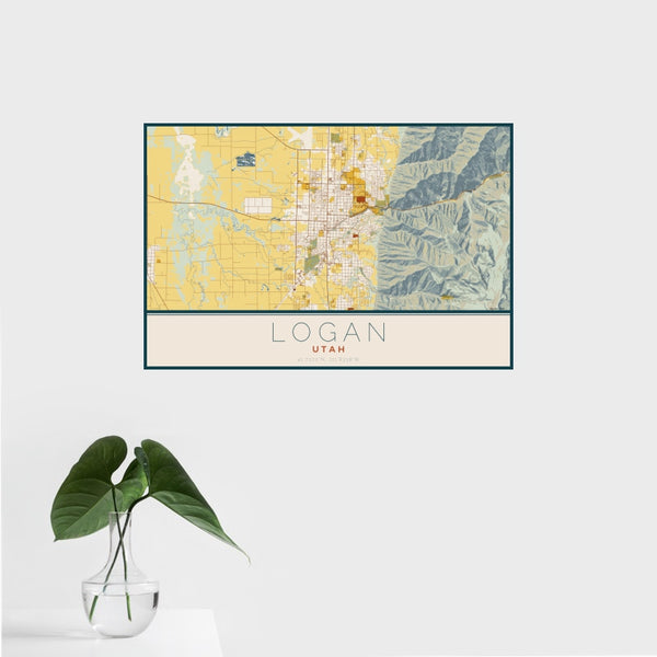 Logan - Utah Map Print in Woodblock