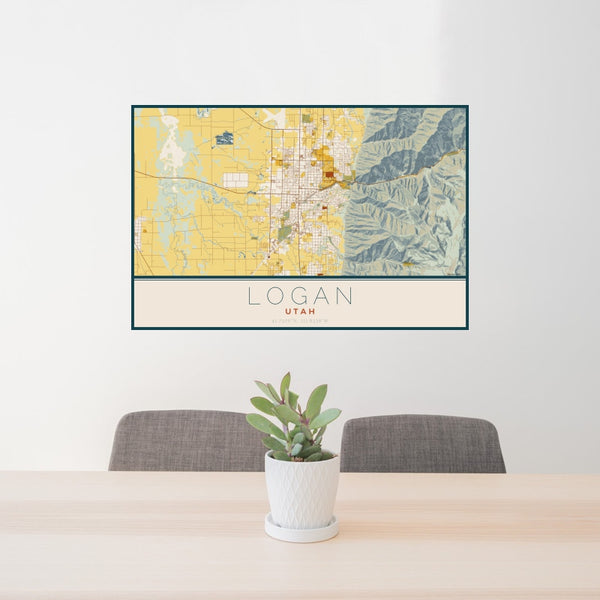 Logan - Utah Map Print in Woodblock
