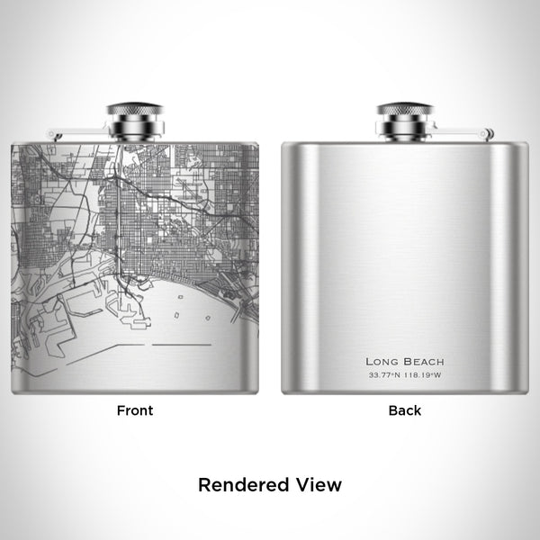 Long Beach - California Map Hip Flask