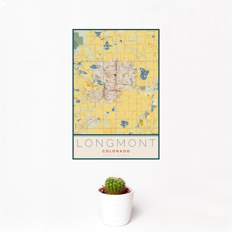 Longmont - Colorado Map Print in Woodblock