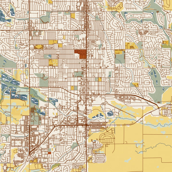 Longmont - Colorado Map Print in Woodblock