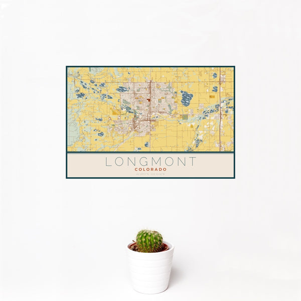 Longmont - Colorado Map Print in Woodblock