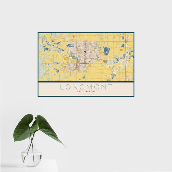 Longmont - Colorado Map Print in Woodblock